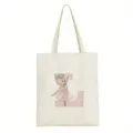Borsa shopper in tela personalizzata con graziosa ballerina e stampa della lettera L. - Modello 4