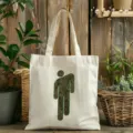 Borsa shopper in tela bianca con stampa grafica verde alla moda, borsa a spalla casual per uso. - Stile 7