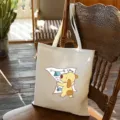 Leinwand Tragetasche mit niedlicher Zeichentrickhund Illustration, lässige Tasche Detailansicht - 42cm*35cm / Welpen-Print