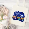 Leinwand Tragetasse mit Drei Koenige Tag Feiertag Druckdesign Detail und Bluemchen. - 42cm*35cm / Drei-Königs-Tag Druck