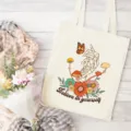Canvas Tragetasche Detailansicht, Vintage ästhetisches Skeletthand Blumen Print Design. - 42cm*35cm / Vintage Botanik Druck