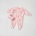 Pink knit baby romper set with long sleeves and cute bow pattern, comfortable infant footed bodysuit. - 73cm / Pink Set (Romper + Hairband)
