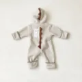 Infant Fleece Dinosaur Hooded Romper Cute Baby Warm Jumpsuit Windproof Footed Clothes - 66cm / Grey Apricot
