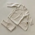 Baby katoenen kleding set lange mouw top broek lente herfst kleinkind outfit detail - 66cm / Set / Abrikoos