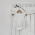 Bébé fille été blanc maille volants manches romper jolie robe combinaison bébé - Blanc Cassé / 66cm