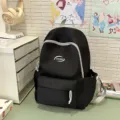 Zaino casual nero per la scuola per studenti, elegante zainetto giornaliero con tasca frontale. - Nero