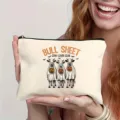 Halloween ghost cow makeup bag cute canvas cosmetic pouch zipper storage bag for daily use - Style 3