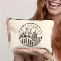 Leinen Reißverschluss Kosmetiktasche mit niedlichem Schloss Mond Motiv für Reise und Aufbewahrung - 10