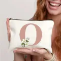 Trousse de maquillage en toile lettre O personnalisée pochette de voyage cadeau pour femmes - Lettre O