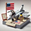 Military fighter jet building block set with veteran plaque and mini figure display model. - Air Force Camo