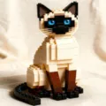 Detailed view of the cute Siamese cat building block figurine, perfect for pet lovers. - Siamese Cat Building Blocks