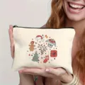 Cute Christmas themed cosmetic bag with lovely cartoon prints, perfect daily storage pouch. - Style 5