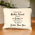 Canvas makeup bag with sweet sister quote, durable zipper cosmetic pouch for daily travel storage. - Style 6