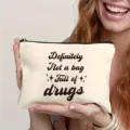Canvas cosmetic bag with funny letter print, practical storage pouch for daily makeup and travel. - Style 13