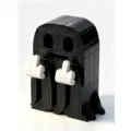 Detailed view of the black ghost building block model with middle finger gesture for Halloween. - 213 Pieces / Black Ghost