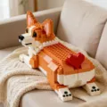 Detailed view of the cute Corgi building block toy showing its lovely heart tail and paws. - Heart Corgi