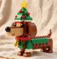 Christmas Dachshund Building Blocks Cute Pet Dog Toy DIY Assembled Plastic Toy Gift - Christmas Dachshund