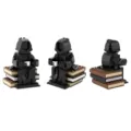 Creative MOC black robed character building blocks set holding coffee cup on books desk toy - Mysterious Black-Robed Figure