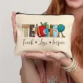 Canvas makeup bag for teachers zipper pencil pouch student stationery storage organizer cute - Style 14