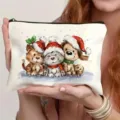 Charmante trousse de maquillage avec motif de Noël et fermeture éclair pour vos voyages. - 4