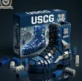 Detailed view of military boot building blocks set featuring USCG box packaging and loose bricks. - Military Boots / Coast Guard