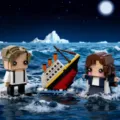 Titanic theme building blocks set featuring character figures and sinking ship model main view - Titanic