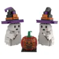 Halloween building blocks ghost pumpkin toy set brick party gift for kids decor - No Light / White Ghost Pumpkin Building Blocks