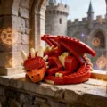 Red brick dragon building block toy, cute sleeping animal creative desktop ornaments - White Box Packaging / Little Red Dragon
