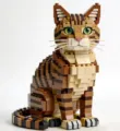 Brown tabby cat building blocks toy cute brick pet figurine desktop home decoration - Tabby Cat Building Blocks