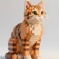 Orange tabby cat building block toy cute brick animal figurine home decor gift - Orange Cat