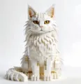White cat building block toy, compatible brick animal figurine for collection sets. - White Maine Coon