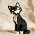 Black and white cat building block set toy cute brick figure home decor collectible display - Turning Head Cat