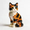 Calico cat building blocks toy, cute brick pet figurine variant for cat lovers display. - Calico Cat Building Blocks