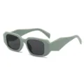 Trendy light green chunky square frame sunglasses for women and men fashion eyewear. - Green Frame Grey Lens