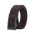 Ceinture en nylon tissé marron pour hommes avec boucle automatique noire et élégante. - 3018 Café