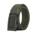 Ceinture en toile de nylon vert armee pour hommes avec boucle automatique noire respirante. - 3018 Vert