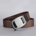 Ceinture en toile pour homme avec boucle automatique en métal, sangle en nylon marron casual. - 3019 Café