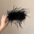 Fluschige schwarze Feder Banane Spange Herbst Winter Haar Klaue Volumen Zopf Halter - 13cm / Schwarz