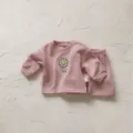 Toddler girls pink ribbed tracksuit set long sleeve sweatshirt and casual pants cute daisy print - 73cm / Sakura Pink