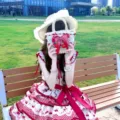 Cappello di paglia Lolita dolce pizzo cappello sole estate stile giardino foto. - Adulto 56-59cm / Borsa di Paglia Lolita
