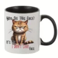 Witzige mürrische Katze Keramik Kaffeetasse mit schwarzem Griff für Büro und Zuhause ideal. - 6