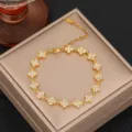 Luxury titanium steel rhinestone four leaf clover bracelet for women elegant gold jewelry charm - Gold White Zirconia