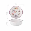 Bol en céramique à double oreille avec motif floral, bol à soupe rayé de 7,5 pouces. - Bol rayé à deux poignées 7,5 pouces (Flamboyance de couleurs)