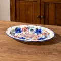 Plat ovale en céramique de 12 pouces à motif floral, compatible micro-ondes et lave-vaisselle. - Lot de 2 / Plat à Poisson Bord Lotus 12 Pouces / Été