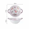 Keramische dubbele oor kom 9.5 inch bloemige soepkom 1260ml porselein servies - 9,5-inch He Yi kom met twee oren, veelkleurig