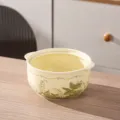 Bol a Ramen en Ceramique de 6 Pouces avec Double Poignees et Motif Floral 840ml - Bol de Nouilles Instantanées Rond de 6 Pouces (Sans Couvercle) / Blanc Lait Cloche de Printemps