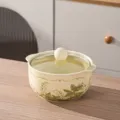 Bol à nouilles instantanées en céramique avec couvercle, grand bol à soupe à double oreille. - Bol de Nouilles Instantanées Rond de 6 Pouces avec Couvercle (1 Pièce) / Blanc Lait Cloche de Printemps
