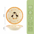 Jolie assiette en céramique avec motif de pingouin, plat creux de 8,2 pouces pour la maison. - Glaçure Jaune Mignon Pinguin