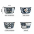 Japanese style ceramic rice bowl set, exquisite underglaze floral pattern, 11.4cm width. - Four Seasons Japanese Floral 4-Piece Mixed Set