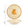 Jolie assiette en céramique avec motif d'ours mignon, idéale pour les pâtes et les fruits du quotidien. - Glaçure Jaune Ours Doux